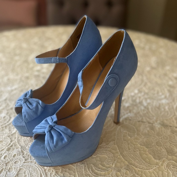 Baby Blue Pinup Peep-toe Pumps Heels | size 8.5. - Picture 2 of 5